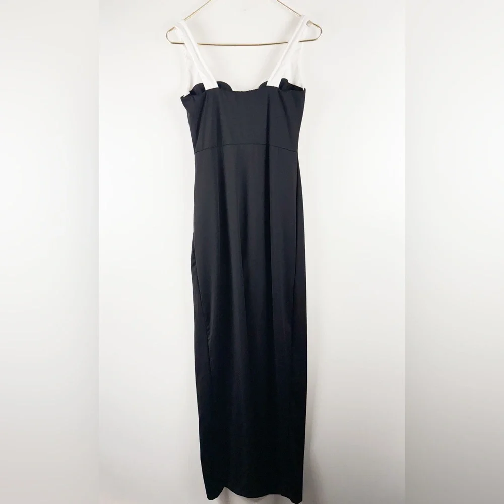 Popilush Shapewear Contrast Trim Built-In Sculpting Maxi Dress Size Large - Picture 10 of 12